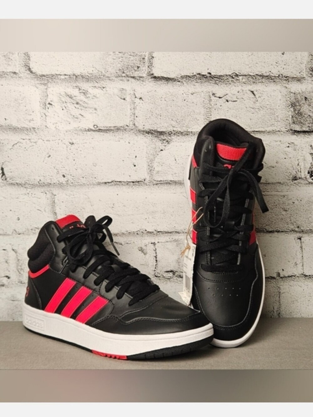 Adidas Hoops 3.0 Mid Basketball Sneakers Black Red Mens Size 10 NWT